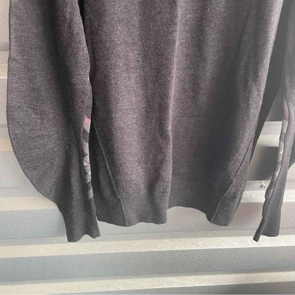 Burberry check detail arm Crewneck wool sweater